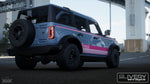 Doll Pink Retro Racing Style Stripes and Hood Cowl for 2021+ Ford Bronco - Dollie Bronco- Fits All Models including Sport