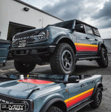 Retro Sunset Stripes: Hood Cowl Accent, Custom Colors - Fits Bronco