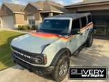 Retro Tri Color Stripes Hood Cowl Accent - Fits Bronco 4 Door