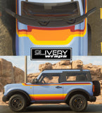 Retro Stripes: Hood Cowl Accent, Custom Colors Made to Fit 2 Door Bronco