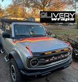 Retro Tri Color Stripes Hood Cowl Accent - Fits Bronco 4 Door