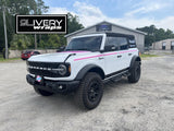 Doll Pink Retro Racing Stripes and Hood Cowl Made to Fit Bronco 2 Door, 4 Door, and Sport