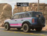 Doll Pink Retro Racing Stripes and Hood Cowl Made to Fit Bronco 2 Door, 4 Door, and Sport