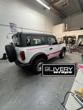 Doll Pink Retro Racing Stripes and Hood Cowl Made to Fit Bronco 2 Door, 4 Door, and Sport