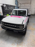 Doll Pink Retro Racing Stripes and Hood Cowl Made to Fit Bronco 2 Door, 4 Door, and Sport