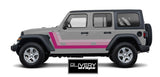 Pink Triple Hockey Racing Stripes Made to Fit Jeep Wrangler Rubicon Gladiator - Includes Custom Name Decal