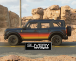 Ford Bronco Retro Style - Side Panel Protection Strip and Hood Glare Reduction Cowl - Fits 2 Door and 4 Door - Sunset and Vaporwave