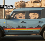 Ford Bronco Retro Tree & Mountain Decals for Side, Hood Cowl, and Rocker - Satin Retro Stripes - Overland Adventure Style
